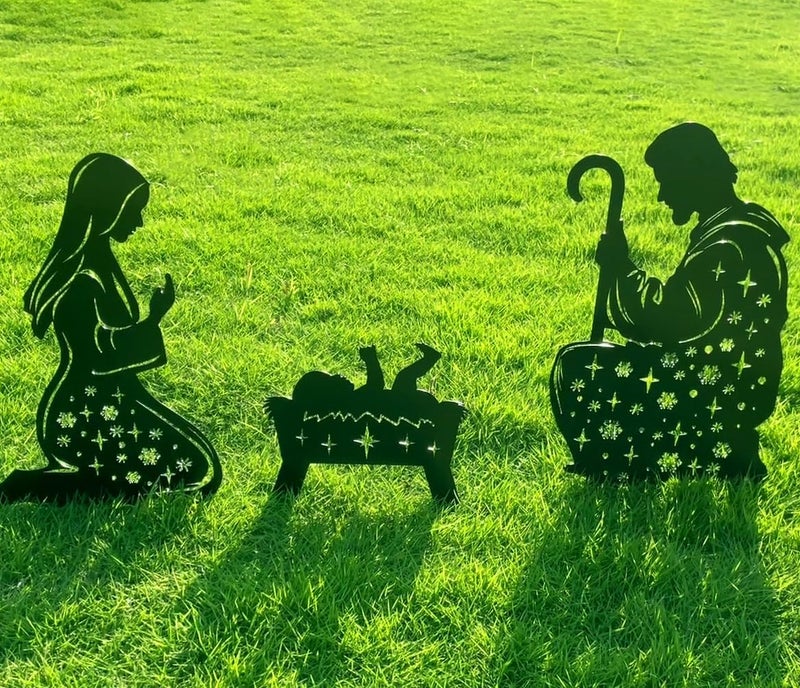 Doesen Metal Nativity Scene Outdoor Christmas Decorations, 17” Nativity Silhouette Outdoor Nativity Scene Set, Weather Resistant Outside Nativity Scene Outdoor Yard Stakes for Yard Lawn Garden Pathway - Image 3